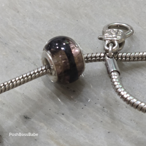 Murano .925 stearling silver center core glass bead fits pandora type bracelets - Picture 5 of 15
